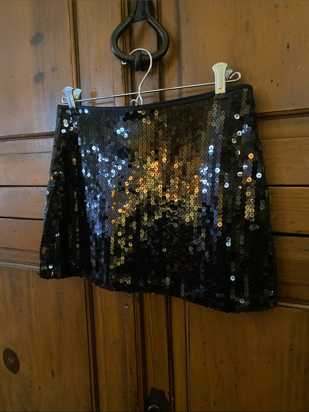 Vintage BCBG Black Sequined Mini Skirt—Size 4